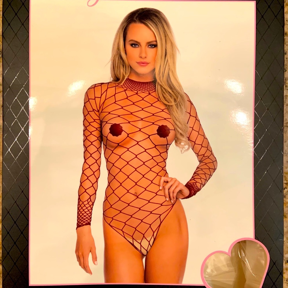 High Neck Net Bodysuit